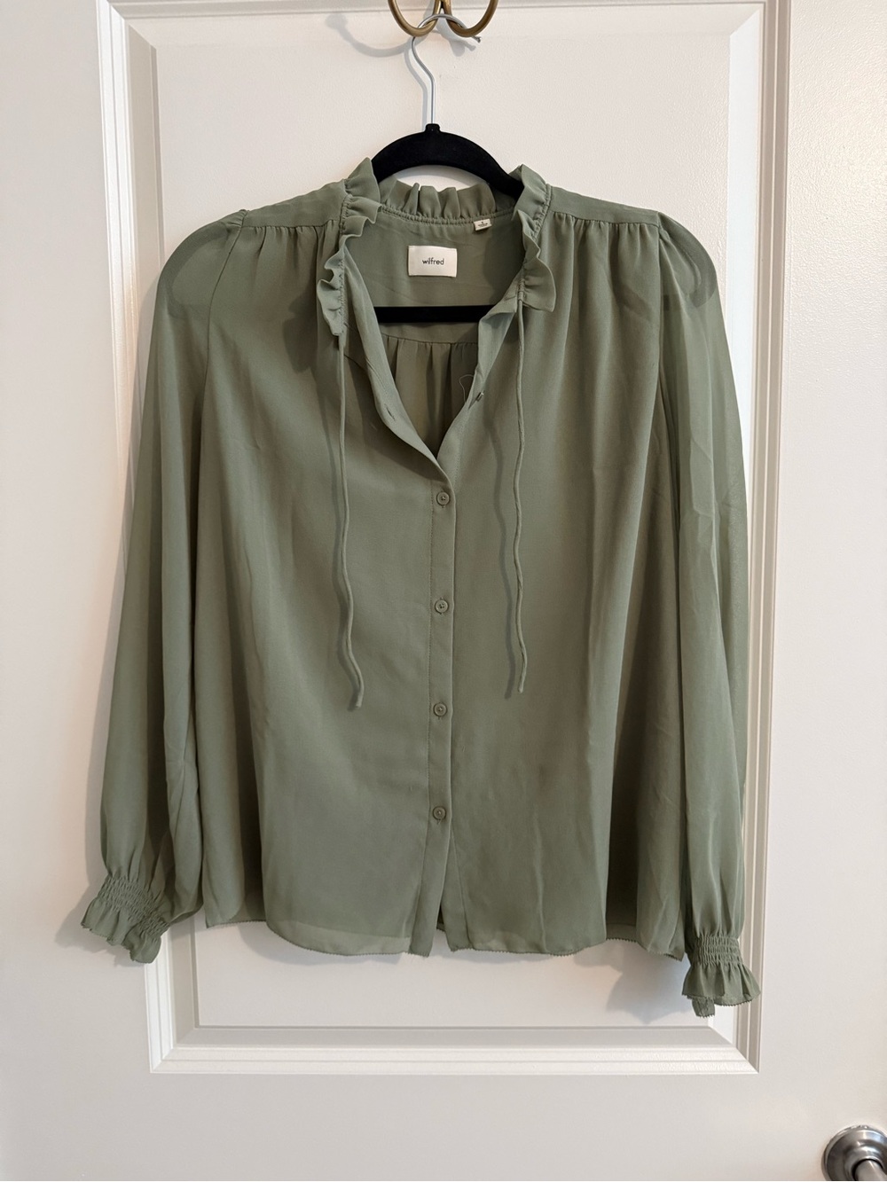 Wilfred Sage Green Ruffle-Neck Blouse